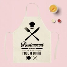 1pc Cat Pattern Linen Kitchen Apron, Creative Funny Fashionable Printed Home Cleaning Apron, Waterproof Anti-Oil Easy To Wash Cooking Baking Apron, Creative Home Apron, Work Uniform