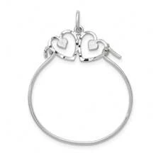 14k White Gold Heart Charm Pendant Holder (L-1.37 Inch,W-0.98 Inch) 1.08 Gram