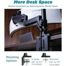 Heavy Duty Monitor Arm Ultra Wide Compatible Up To 57" 44 Lbs Pneumatic Height Adjustable Modular Extension Arms VESA 100x100 Black MA20P-S - Black-Singlemonitorarm - View 4