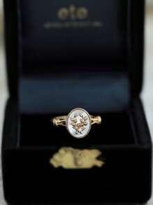 1 chiếc nhẫn vòng hoa lá ô liu xà cừ giả phong cách phương Tây cổ điển thanh lịch dành cho phụ nữ đeo hàng ngày ngày lễ tình nhân, mẹ, mẹ, ngày của mẹ, quà tặng - Hoa hồng vàng - Xem 5