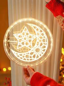 LED发光星月挂饰，室内窗饰，氛围照明，需电池，节日装饰 - 彩色 - 查看 2