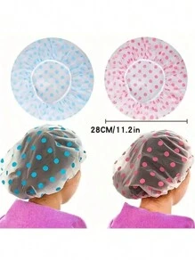 4 Pcs Shower Caps, Adjustable Printed Cap, Reusable Waterproof Bath Caps With Elastic Band, Bath Hair Hat For Women Ladies Spa Salon