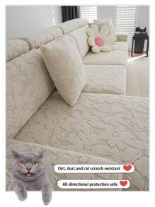 1pc Soft Fleece Anti-Slip Sofa Cushion Cover, Modern Simple Style, Skin-Friendly, Pet-Friendly, Elastic Sofa Slipcover Suitable For L-Shaped And 1/2/3/4-Seat Sofa In Living Room (Sold Individually)