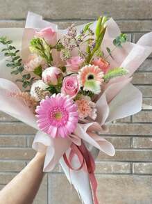 10 piezas de 48*48 cm Papel de seda artesanal DIY para ramos de flores, envoltura para regalos de boda, cumpleaños, Día de la Madre, San Valentín, con forro de algodón para arreglos florales