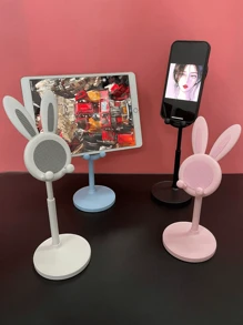 2pcs Desktop Accessories Cartoon Cute Bunny Desktop Cell Phone Holder Tablet Universal Adjustable Telescopic Lift Students Lazy Stand Desktop Accessories For The Living Room Bedroom And Other Scenes Home Goodies Convenient Life
