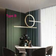 1 pieza Lámpara colgante LED moderna, Luminaria colgante de metal lineal con pantalla de acrílico blanco, Lámpara colgante de barra larga, Luz colgante de isla de techo para comedor (Dorado)