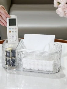三格多功能纸巾盒轻巧奢华家居客厅茶几遥控器收纳盒创意纸巾盒返校 - 彩色 - 查看 7