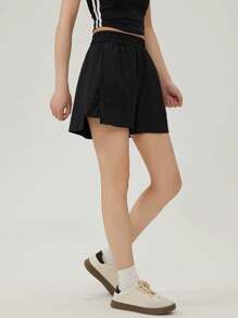 Women's Lightweight Athletic Shorts With Pockets, Quick-Dry Elastic Sporty Workout Shorts For Yoga, Gym, Running