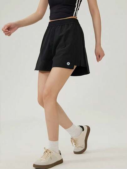 Women's Lightweight Athletic Shorts With Pockets, Quick-Dry Elastic Sporty Workout Shorts For Yoga, Gym, Running