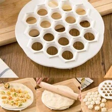 2pcs/Set Dumpling Mold + Dumpling Filling Stick, Plastic 19-Grid Dumpling Mold, Dumpling Dough Mold, Small Dumpling Mold, Round Dumpling Mold, Kitchen Utensils - White - View 3