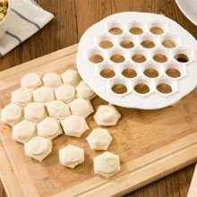 2pcs/Set Dumpling Mold + Dumpling Filling Stick, Plastic 19-Grid Dumpling Mold, Dumpling Dough Mold, Small Dumpling Mold, Round Dumpling Mold, Kitchen Utensils - White - View 4