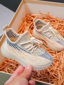 Breathable Sneakers For Kids, Fashionable Casual Sneakers, Spring/Fall - Beige - View 6