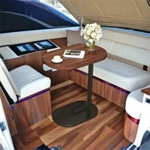 Elegant Walnut C-Shaped Sofa Side Table - Modern Wood & Iron Structure, Sturdy Black Frame - Perfect Choice For Living Room And Bedroom Decor, Compact Design Suitable For RV And Home, Easy To Carry, Sofa End Table