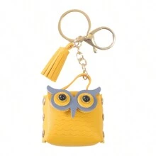 Owl Cute Keychain, Multipurpose Cute Mini Coin Purse Keychain, Leather Owl Tassel Keychain, Wallet Bags Jewelry Pouch,Bag Charms