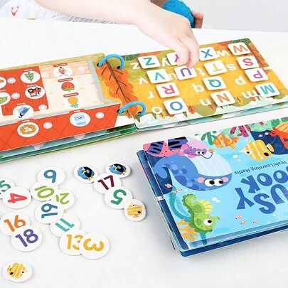 1 件适合幼儿的早期教育静音粘贴书，重复学习拼图贴纸书蒙特梭利玩具