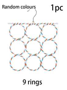 28 环围巾衣架圈，多环领带展示架，彩色编织，围巾和丝巾收纳架，家用多功能悬挂收纳架，可折叠衣架，卧室多功能圆形展示架，收纳架，家居收纳，女式白色 T 恤，女式黑色裤子，女士冬装，连衣裙， - 彩色 - 查看 12