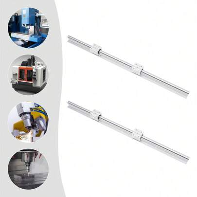  Futchoy Carril Lineal SBR25 1000mm 2 Piezas Guía Lineal Plateada con 4 Piezas SBR25UU Bloques de Rodamiento Carril de Rodamiento Lineal con Agujeros Pre-Taladridos para Impresoras 3D de Bricolaje y Máquinas CNC