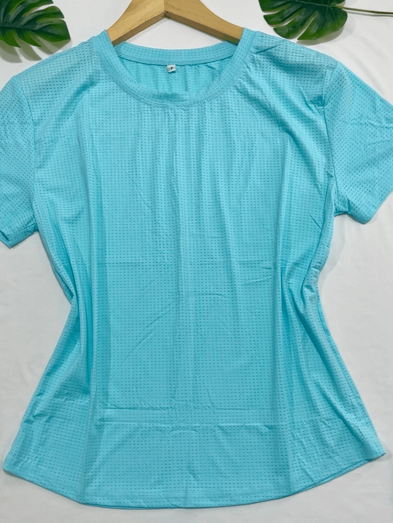 COLD MESH T-SHIRT ROUND NECK POLYAMIDE FITNESS SPORTS - 淺藍色 - 查看 1