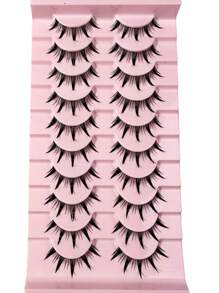 Pestañas postizas de estilo manga, look húmedo, estilo tailandés, anime, cosplay, de 18 mm, con púas, gruesas y dramáticas, tipo muñeca, estilo japonés y coreano, 10 pares - Pestañas Spiky Manga - Ver 6