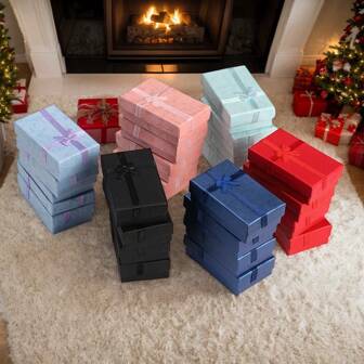 10pcs/24pcs Bow Jewelry Gift Box, Jewelry Box For Small Gifts, Ring, Earring, Bracelet Storage Box, Packaging Box, Holiday Gift, Anniversary, Wedding, Birthday, Jewelry Display And Packaging Supplies, Beading And Jewelry Making, Birthday Gift, Mother's Day Gift, Friends Back To School