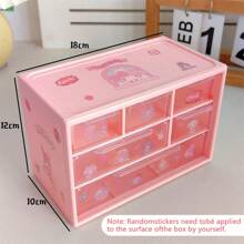 Organizador de mesa Sanrio com 6 compartimentos - Caixa de armazenamento de gaveta transparente com adesivos fofos de Kuromi, Melody e Cinnamoroll, presente de dia das mães