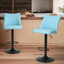 Swivel Bar Stools Set Of 2,Height Adjustable Counter Stool,Modern Armless Faux Leather Barstool Chairs With Backs For Kitchen Island - Nhiều màu - Xem 1