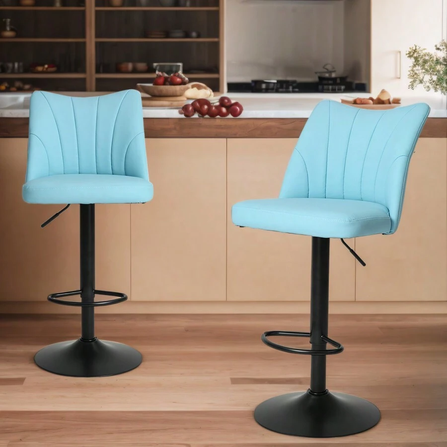 Swivel Bar Stools Set Of 2,Height Adjustable Counter Stool,Modern Armless Faux Leather Barstool Chairs With Backs For Kitchen Island - Nhiều màu - Xem 1