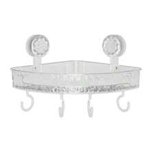 1pc Bathroom Corner Shelf With Hook Wall Mounted Corner Storage Rack Towel Bar No Drill Space Shower Storage Rack Bathroom Organizer Home Bathroom Decor Summer - Multicolor - View 6