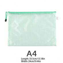 5pcs Zipper A4 Clear Grid PVC Plastic Document Bag, Student Test Paper File Folder, Office Supplies