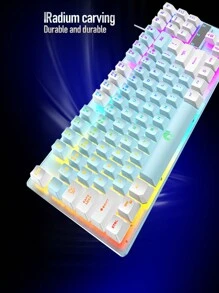 Fashionable Wired K87 Membrane Mechanical Feel Keyboard, USB Rainbow Backlit Dual-Tone Color Gaming Keyboard For Desktop & Laptop - Multicolor - View 2