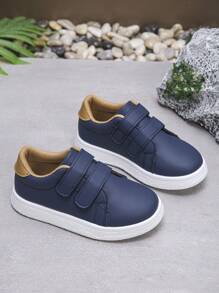 1 Pair Unisex Children Hook And Loop Casual Comfortable Non-Slip Flat Sneakers, Suitable For Outdoor Wear All Seasons