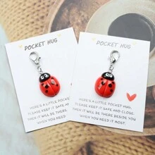 迷你瓢虫励志钥匙扣瓢虫爱好者礼物好运礼物送给朋友最好的朋友汽车配件包饰学校卡通可爱哥特 Y2k 包挂绳带身份证夹汽车配件包饰 - 彩色 - 查看 8