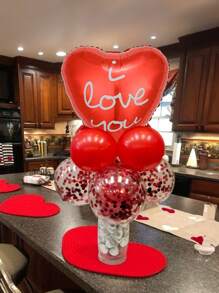 9pcs/Set Valentine's Day Decoration Balloons - Adorable Lip/Mouth/17" Heart "I Love You" Foil Balloons, 12" Red Glitter Latex Balloons, 10" Red Latex Balloons, Suitable For Valentine's Day, Family Day, Engagement, Proposal, Romantic Decor - Multicolor - View 5