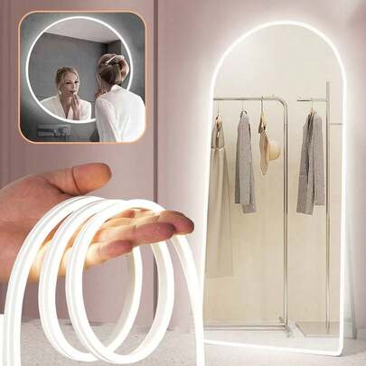 1m/2m/3m/4m/5m USB Flexible LED Neon Decorative Light Strip, Dimmable Atmosphere Lamp For Live Streaming, Makeup Mirror, Bathroom, Touch Switch