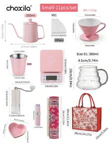 choxila Bộ pha cà phê, Bộ pha cà phê nhỏ giọt màu hồng cỡ 01 & cỡ 02, Bộ pha cà phê Pour Over, Quà tặng ngày lễ tình nhân tuyệt vời, Quà tặng cà phê kỷ niệm ngày lễ, Phụ kiện pha cà phê du lịch di động, Quà tặng sáng tạo màu hồng cho mẹ/con gái/người yêu/gia đình/bạn bè - Hồng - Xem 10