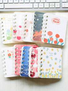 4pcs/Set Floral Embellished Spiral Notebooks, Pocket Sized Mini A7 Diaries, Portable For Office, School,School Supplies,Back To School
