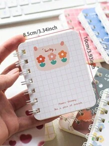 4pcs/Set Floral Embellished Spiral Notebooks, Pocket Sized Mini A7 Diaries, Portable For Office, School,School Supplies,Back To School