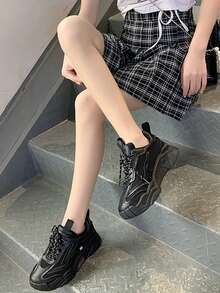 Giày thể thao đế dày thời trang cho nữ, tăng chiều cao, giày thể thao thường ngày cho mùa hè - màu đen - Xem 5