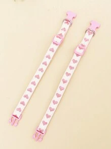 1件装心形提花柔软宠物项圈，适合小型猫狗室内外使用（不适合大型犬） - 粉色 - 查看 7