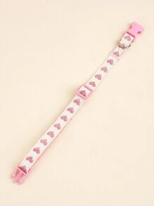 1件装心形提花柔软宠物项圈，适合小型猫狗室内外使用（不适合大型犬） - 粉色 - 查看 5