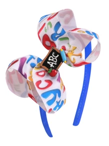 1pc New Colorful Pencil Bow Headband, Cute Children Hair Accessories For Back To School Ceremony, Grosgrain Ribbon Print Hair Hoop Suitable For Return To School And Best Friends