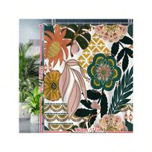 Boho Floral Shower Curtain, Tropical Leaves Fabric Cloth Shower Curtains For Chic Elegant Bathroom Decor, Modern Farmhouse Abstract Colorful Flower Shower Curtain - Leaves - View 6