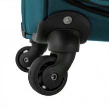 US Traveler Anzio - 30" Large Checked Lightweight Expandable Softside 4 Wheel Spinner Luggage Teal - Apricot - View 3