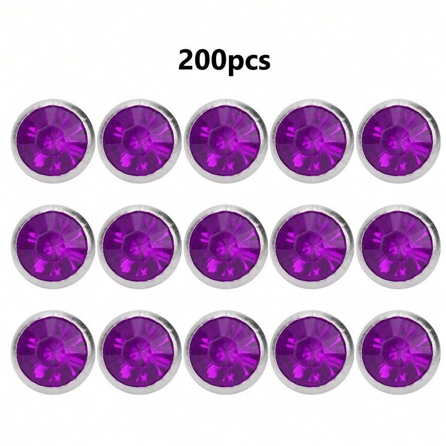 200Pcs Rhinestone Rivet, B Acrylic Rivet 8MM DIY Decorative Stud Synthetic Crystal Rhinestone For Luggage Shoes Hats Clothing Decoration - Purple - View 1