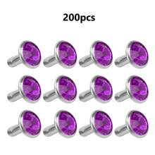 200Pcs Rhinestone Rivet, B Acrylic Rivet 8MM DIY Decorative Stud Synthetic Crystal Rhinestone For Luggage Shoes Hats Clothing Decoration - Purple - View 2