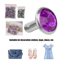 200Pcs Rhinestone Rivet, B Acrylic Rivet 8MM DIY Decorative Stud Synthetic Crystal Rhinestone For Luggage Shoes Hats Clothing Decoration - Purple - View 4