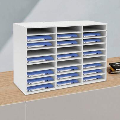  Futchoy 27 scomparti cartella cartella vassoio carta scrivania armadio letteratura organizzatore bianco bianco ufficio carta organizer vassoio file di posta in legno