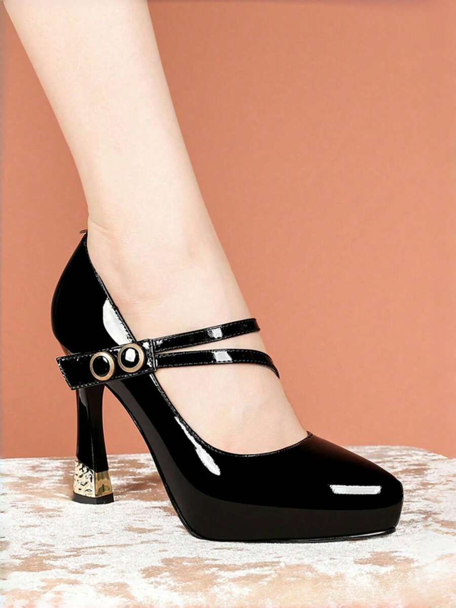 Women's Non-Fatiguing High Heel Shoes, New Spring/Autumn Cheongsam Runway Low Vamp Work Pumps,Platform Heels For Women - Black - View 1