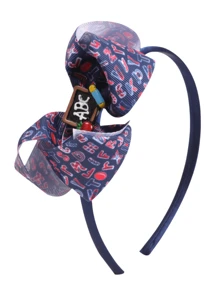 1pc New Colorful Pencil Bow Headband, Cute Children Hair Accessories For Back To School Ceremony, Grosgrain Ribbon Print Hair Hoop Suitable For Return To School And Best Friends