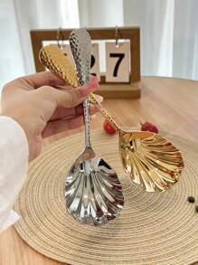 1pc/2pcs Gold Serving Spoons, 18/10 Stainless Steel Thickened Scoops, Mixing Spoons, Rice Spoons, Soup Spoons, Home & Public Use Serving Ladles,School Supplies